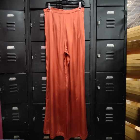 NEW Anthropologie Corey Lynn Calter Dark Orange Satin Petra Trousers M - Picture 12 of 15